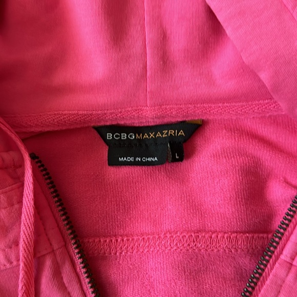 Women’s BCBG pink jacket with hoodie, cross/embellishments, size L - Picture 11 of 14